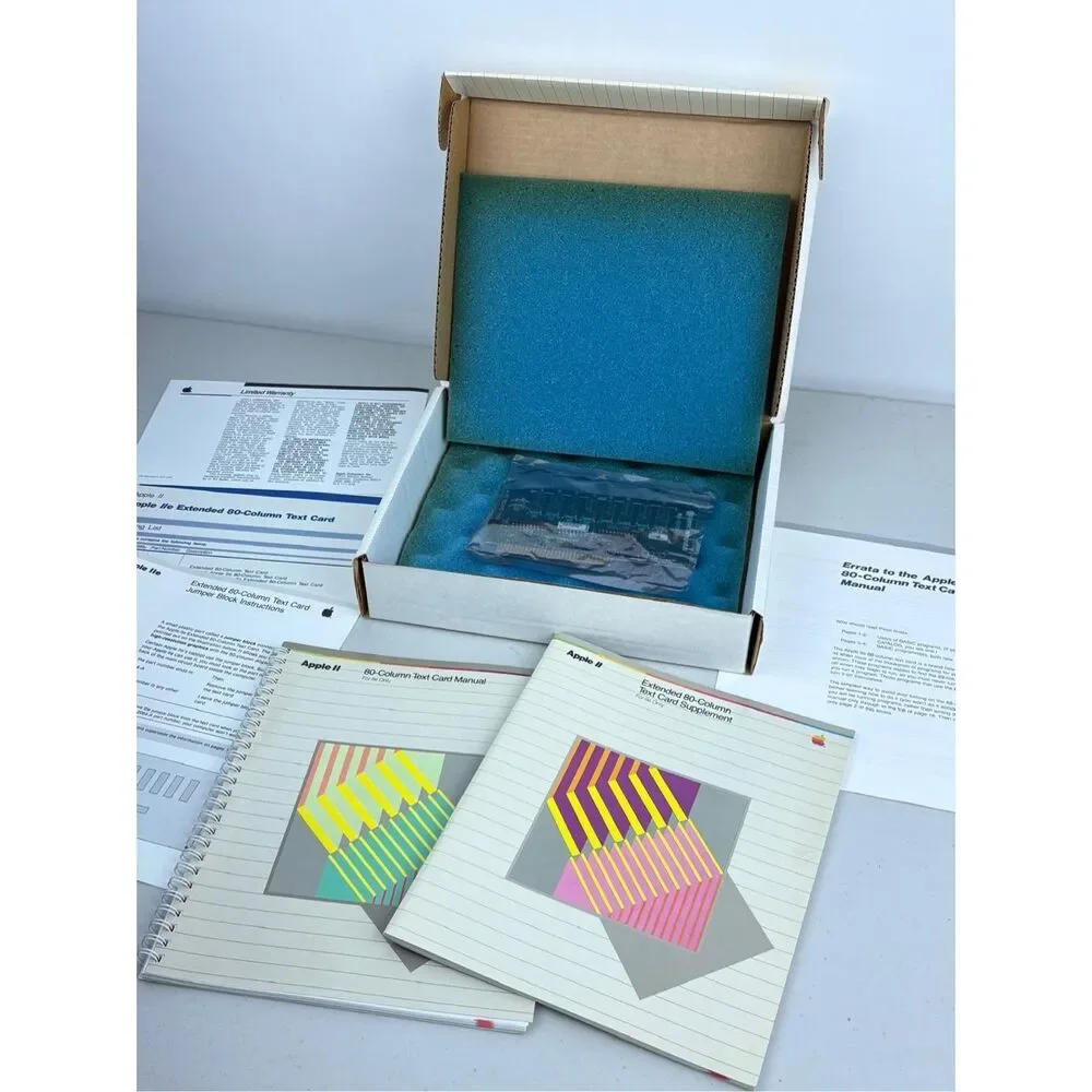 New Open Box Vintage Apple IIe Extended 80 Column Text Card Manual Chip 607-0103